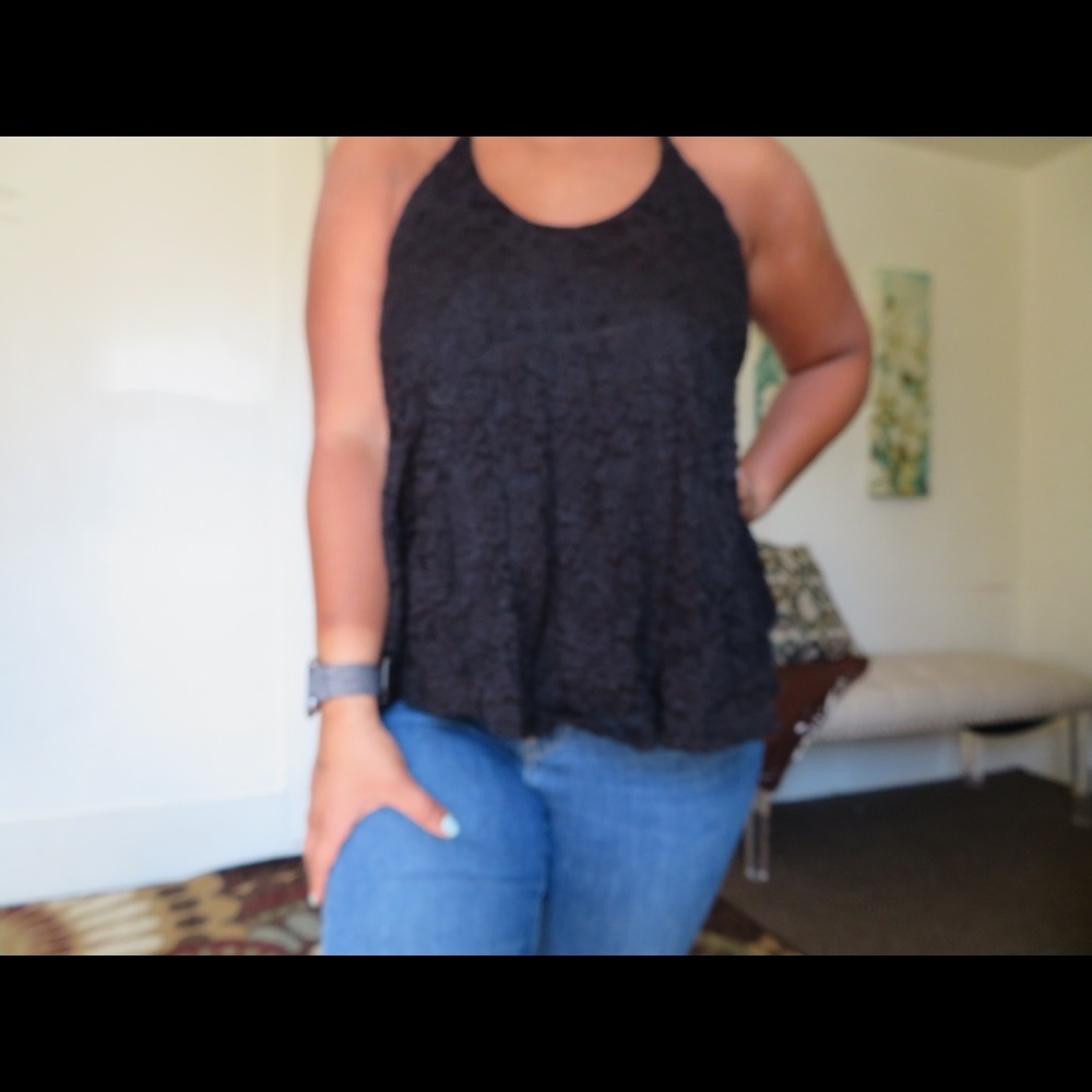 Black lace halter top
